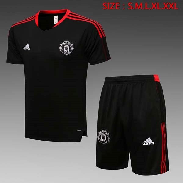 Trainingsshirt Manchester United Komplett Set 2022 Schwarz